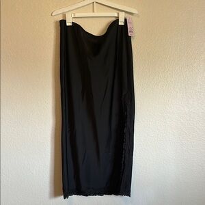 Elegant Black Lace Trim Skirt